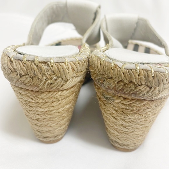 BURBERRY White Leather Espadrille Wedge Sandal “Eslorcal48” Size 39 - Picture 4 of 7